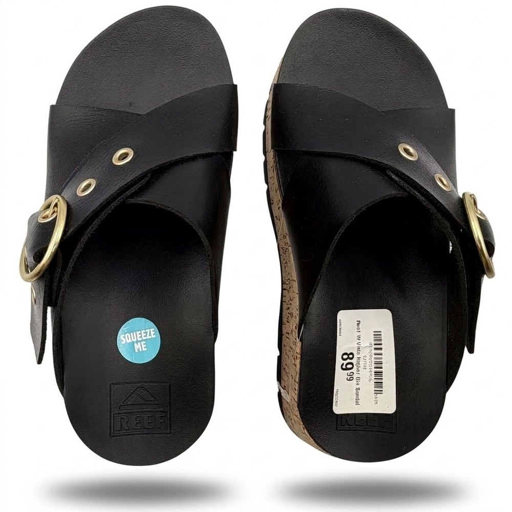 Reef Vista Higher Gia Sandal Women 6 Black NEW Platform Cork Buckle CJ7133 - Picture 7 of 12